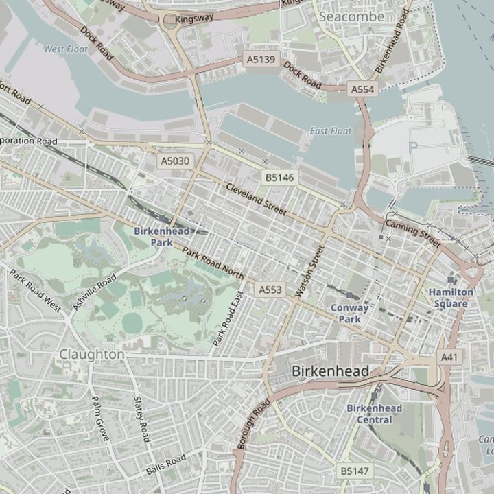 Map of Birkenhead and the surrounding streets