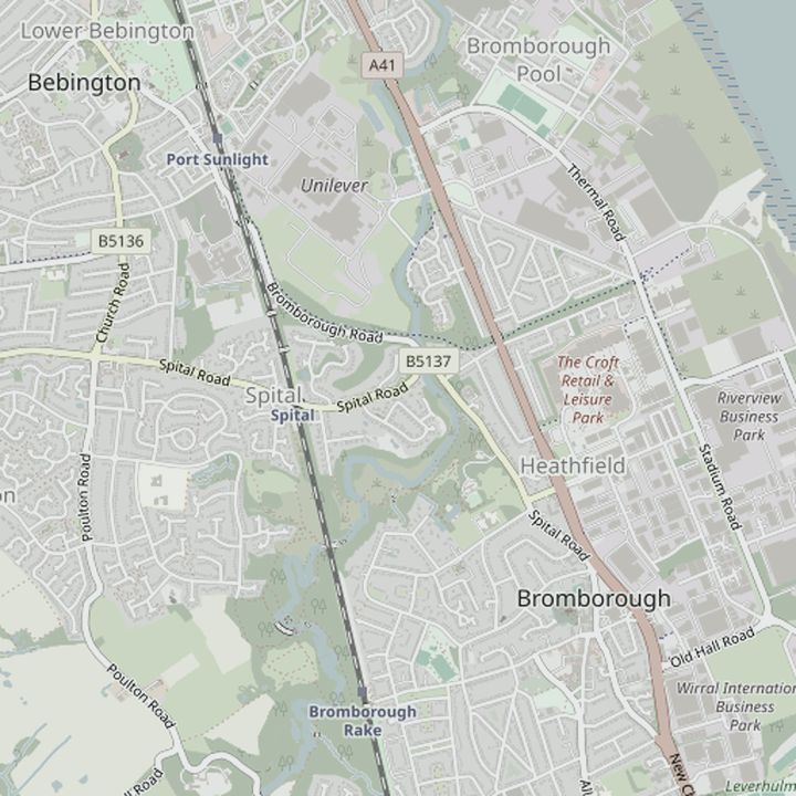 Map of Bromborough and the surrounding streets