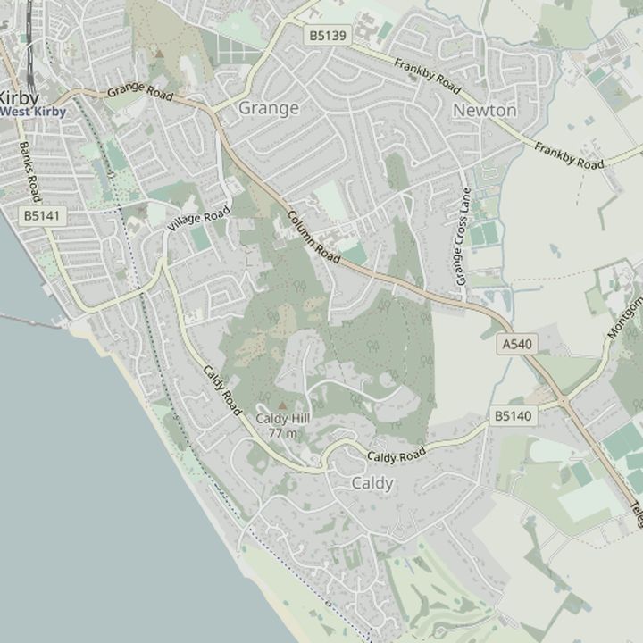 Map of Caldy and the surrounding streets