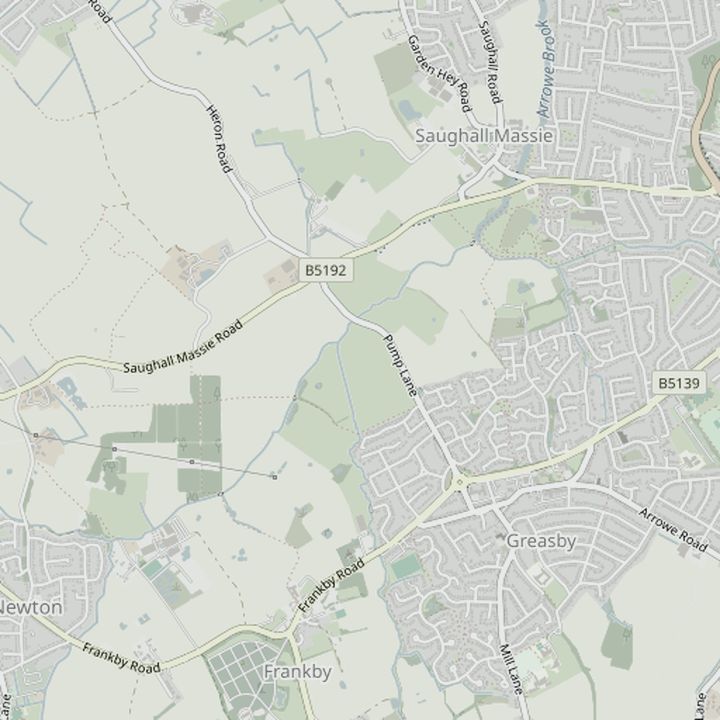 Map of Greasby and the surrounding streets