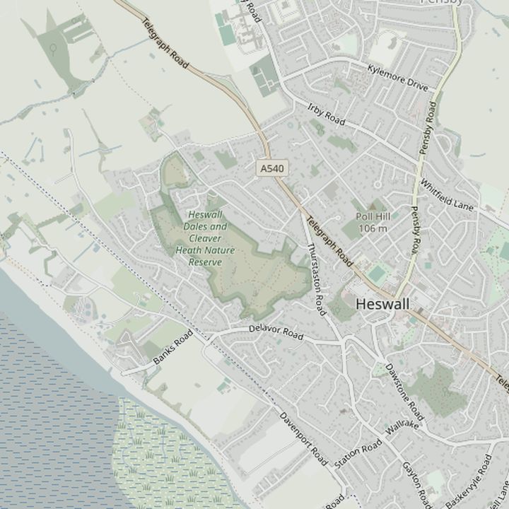 Map of Heswall and the surrounding streets
